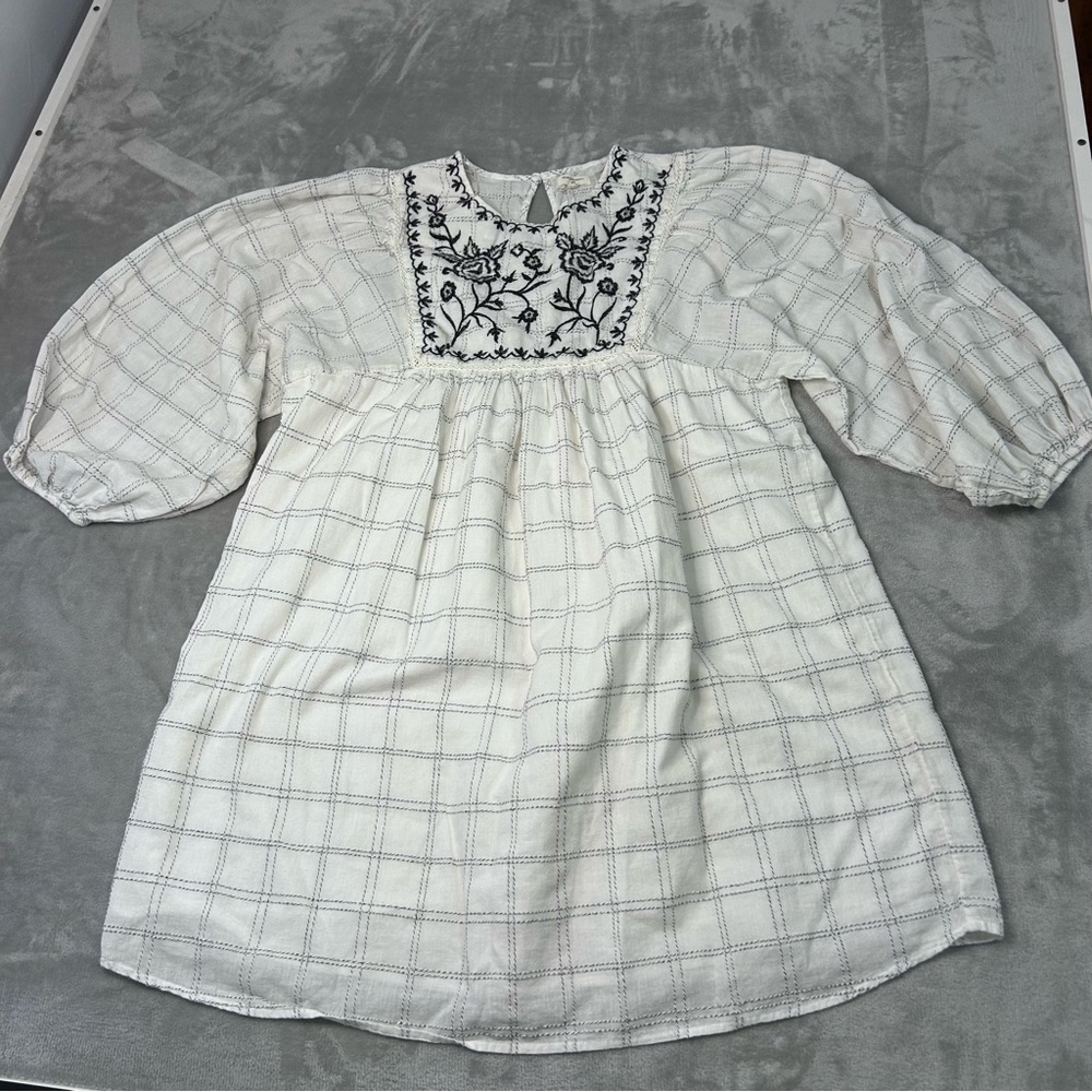 World Market Embroidered Peasant Dress Women L XL Cottage Boho Cotton minimalist - Picture 2 of 10